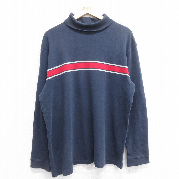 XL★古着 オールドネイビー OLD NAVY 長袖 ビンテージ Tシャツ メンズ 00年代 00s 大きいサイズ コットン タートルネック ハイネック 紺他 ネイビー 25jul03 中古