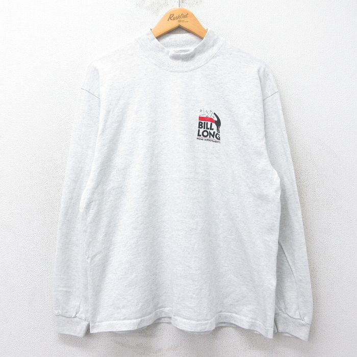 【50%OFF】L★古着 長袖 ビンテージ Tシャツ メンズ 00年代 00s BILL LONG モックネック ハイネック 薄グレー 霜降り 25jul03 中古