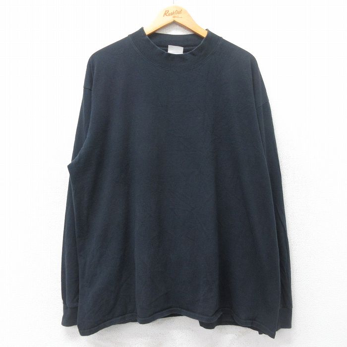 XL★古着 長袖 ビンテージ Tシャツ メンズ 00年代 00s CERTIFIED 大きいサイズ コットン モックネック ハイネック 黒 ブラック 25jul03 中古
