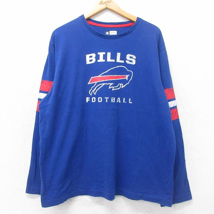 XL★古着 長袖 Tシャツ メンズ NFL バッファロービルズ 大きいサイズ コットン クルーネック 青 ブルー アメフト スーパーボウル 25jul03 中古