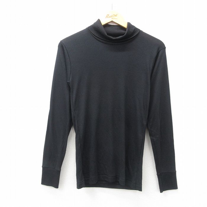 XS★古着 長袖 ビンテージ Tシャツ メンズ 90年代 90s 無地 タートルネック ハイネック 黒 ブラック 25jul07 中古