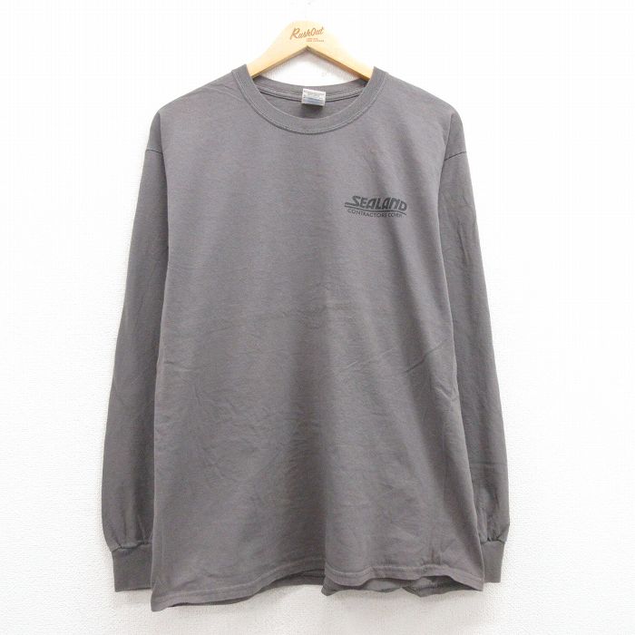 【20%OFF】L★古着 長袖 ビンテージ Tシャツ メンズ 00年代 00s SEALAND コットン クルーネック グレー 25jul12 中古