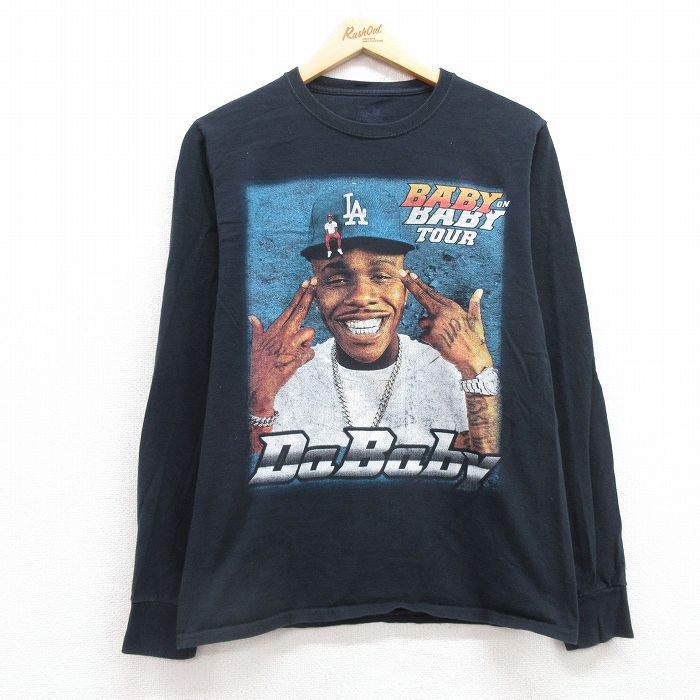 M★古着 フルーツオブザルーム 長袖 ヒップホップ ラップ Tシャツ メンズ ダベイビー コットン クルーネック 黒 ブラック 【spe】 25jul12 中古