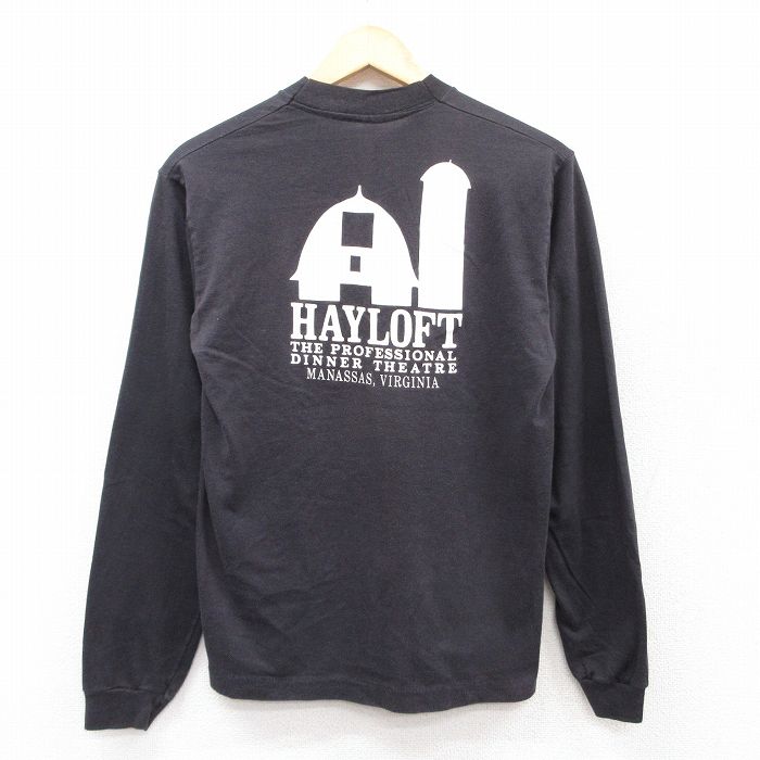 M★古着 長袖 ビンテージ Tシャツ メンズ 90年代 90s HAYLOFT クルーネック 黒 ブラック 25jul12 中古
