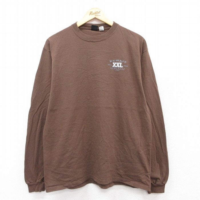 L★古着 長袖 Tシャツ メンズ KUWAIT コットン クルーネック 茶 ブラウン 25jul12 中古