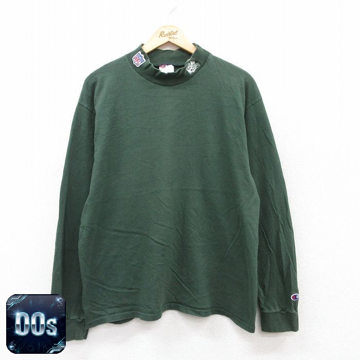 【50%OFF】チャンピオン 00s 長袖Tシャツ NFL ニューヨークジェッツ グリーン XL | 古着