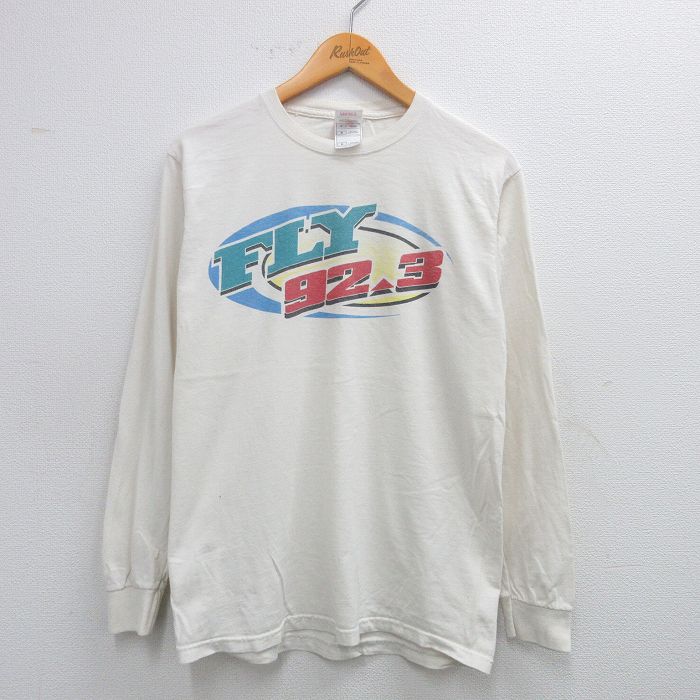 【20%OFF】M★古着 フルーツオブザルーム 長袖 ビンテージ Tシャツ メンズ 00年代 00s FLY THRIVING IVORY コットン クルーネック 生成り 25jul12 中古