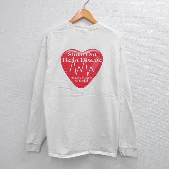 XL★古着 長袖 ビンテージ Tシャツ メンズ 00年代 00s WCA Heart Center コットン クルーネック 白 ホワイト 25jul12 中古