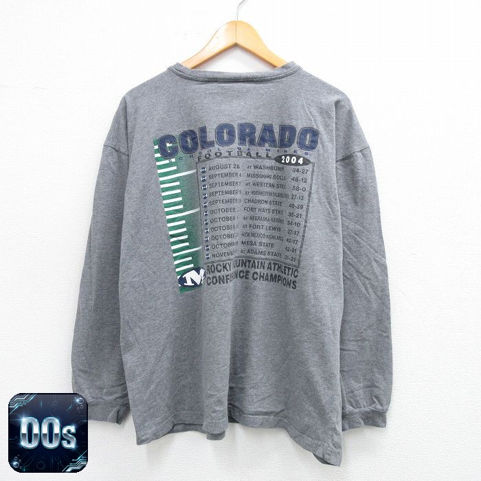 ジャンスポーツ 00s 長袖Tシャツ コロラド フットボール グレー XL | 古着