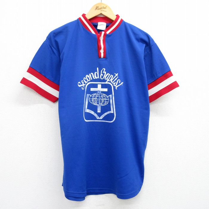 80s 半袖Tシャツ 十字架地球 ブルー XL | 古着