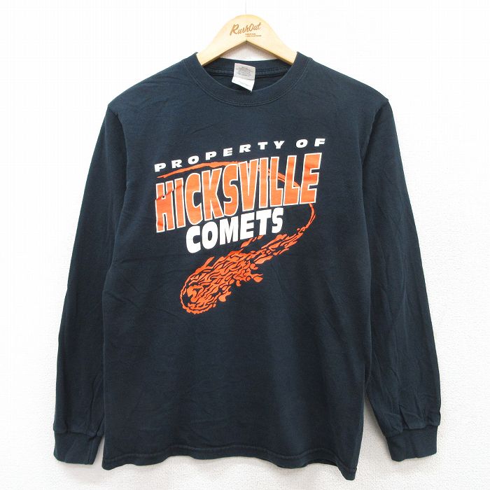 00s 長袖Tシャツ HICSKVILLEプリント ブラック M | 古着