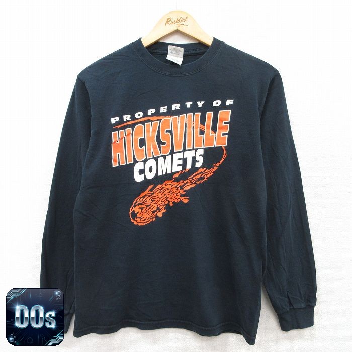 【50%OFF】00s 長袖Tシャツ HICSKVILLEプリント ブラック M | 古着