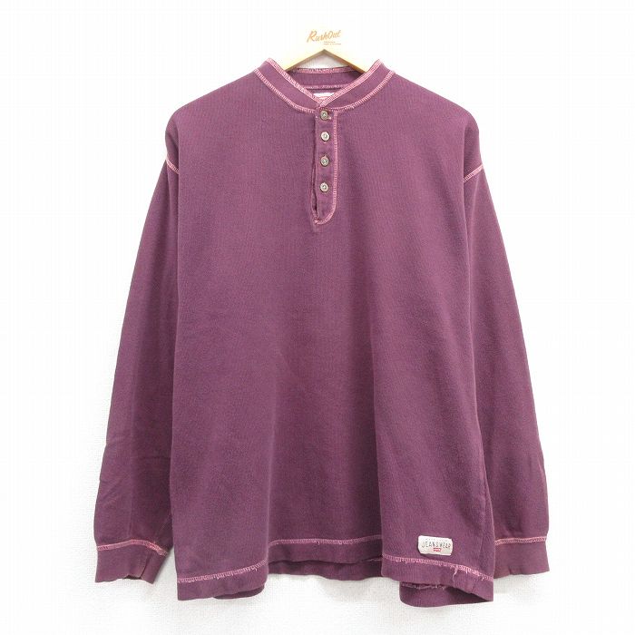 XL★古着 リーバイス Levis 長袖 ビンテージ Tシャツ メンズ 00年代 00s 無地 コットン ヘンリーネック 紫 パープル 【spe】 25jul22 中古