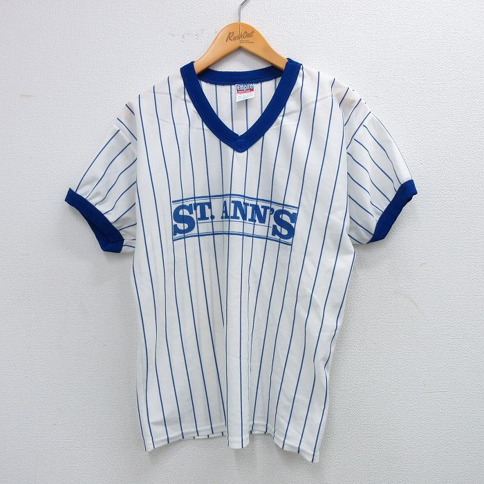 エンパイア 80s 半袖Tシャツ セントアンズ16 ホワイトストライプ M | 古着
