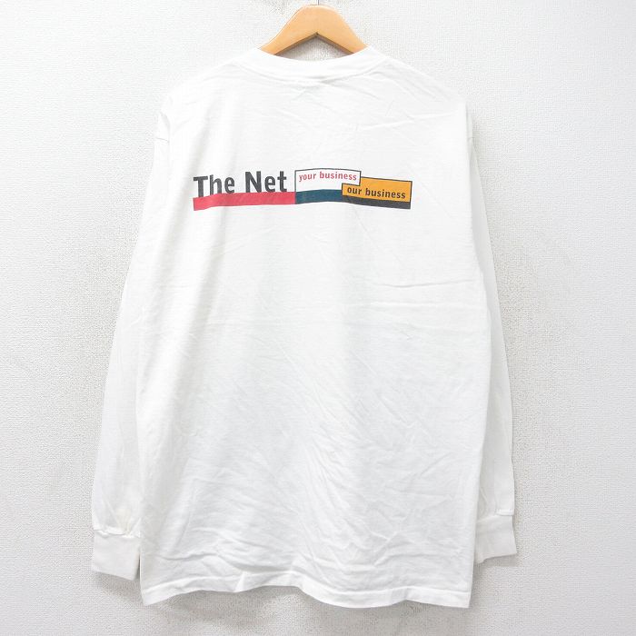 XL★古着 All Sport 長袖 ビンテージ Tシャツ メンズ 90年代 90s CISCO SYSTEMS コットン クルーネック USA製 白 ホワイト 【spe】 25jul25 中古
