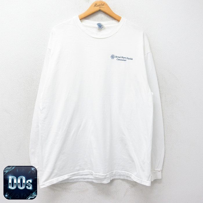 ヘインズ 00s 長袖Tシャツ Bristol Mayers ホワイト XL | 古着