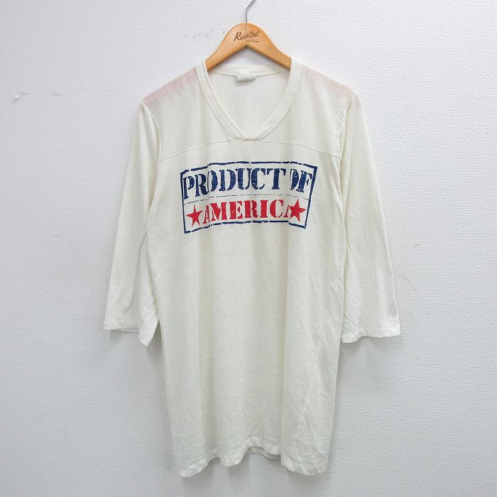 80s 7分袖フットボールTシャツ PRODUCT ホワイト L | 古着