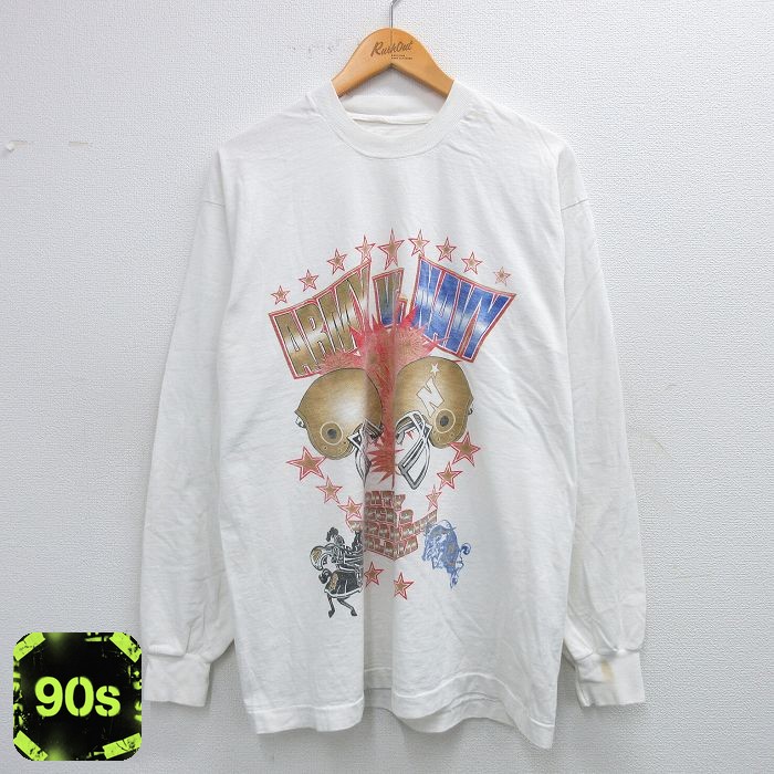 90s 長袖Tシャツ ARMYプリント ホワイト XL | 古着