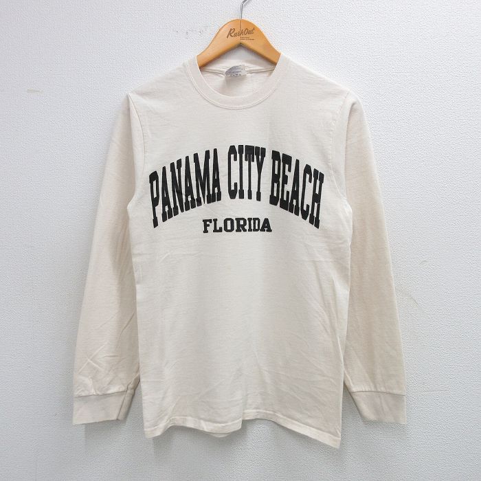 S★古着 長袖 ビンテージ Tシャツ メンズ 00年代 00sパナマシティ ビーチ コットン クルーネック 生成り 25jul26 中古