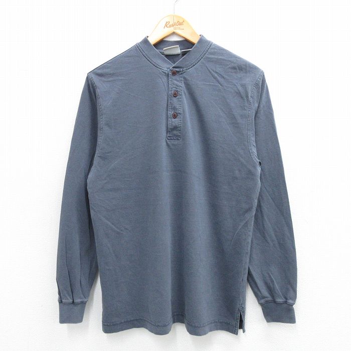 【20%OFF】M★古着 エルエルビーン LLBEAN 長袖 ビンテージ Tシャツ メンズ 00年代 00s 無地 コットン ヘンリーネック 濃グレー 25jul26 中古