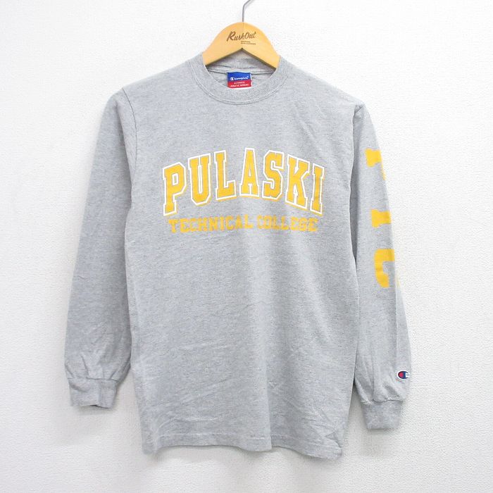 S★古着 チャンピオン champion 長袖 ビンテージ Tシャツ メンズ 00年代 00s PULASKI クルーネック グレー 霜降り 25jul26 中古