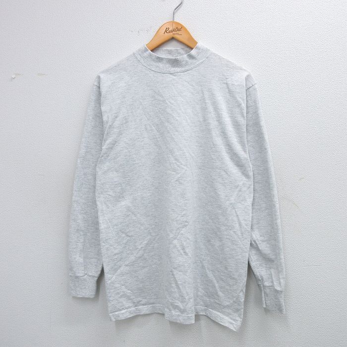 90s 長袖Tシャツ モックネック グレー M | 古着