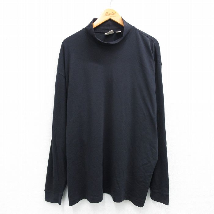 XL★古着 エルエルビーン LLBEAN 長袖 ビンテージ Tシャツ メンズ 00年代 00s 無地 大きいサイズ モックネック ハイネック 黒 ブラック 25jul28 中古