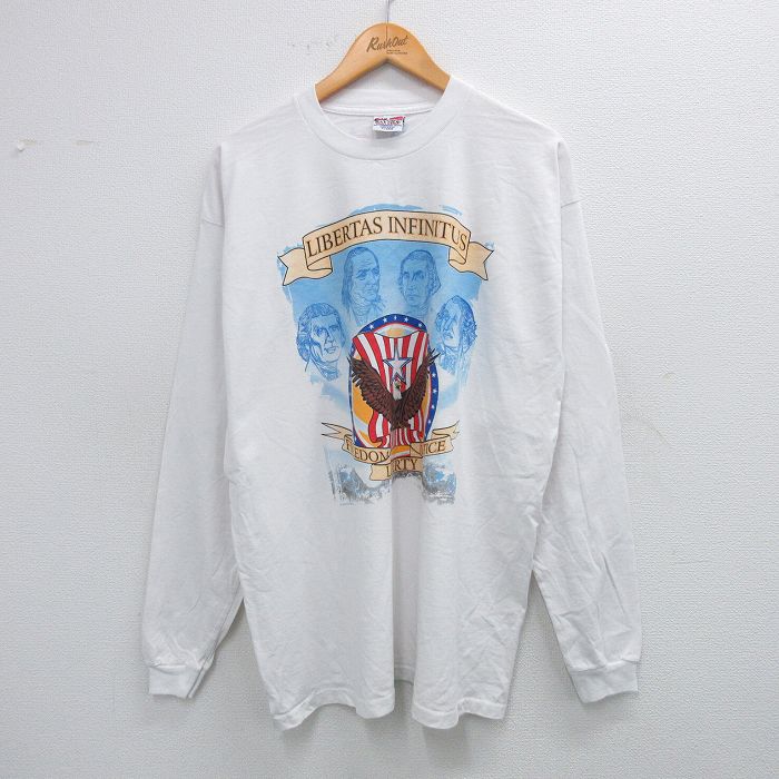 00s 長袖Tシャツ トーマスジェファーソン ホワイト M | 古着