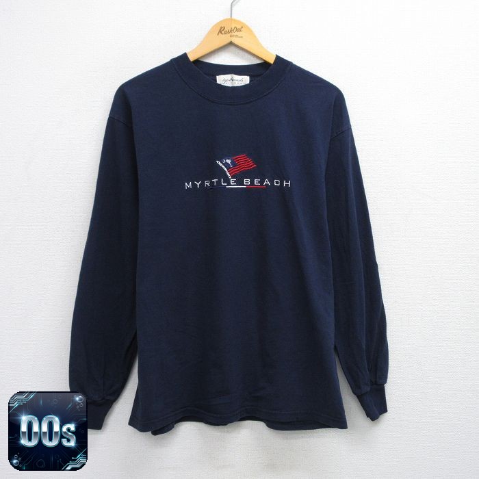 00s 長袖Tシャツ マートルビーチ旗刺繍 ネイビー XL | 古着