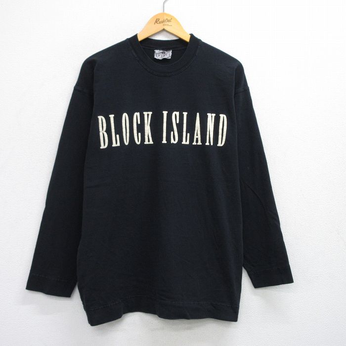 SPIRIT 90s 長袖Tシャツ ブロックアイランド ブラック XL | 古着