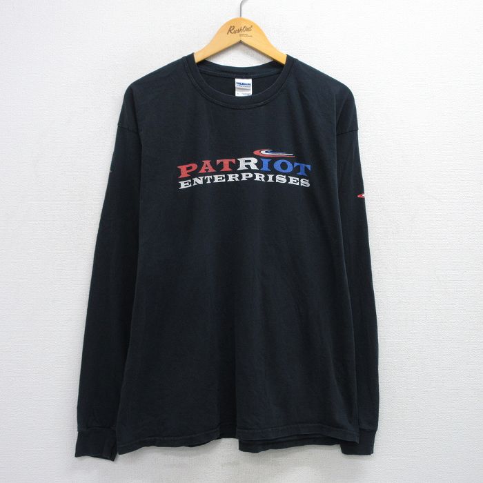 XL★古着 長袖 ビンテージ Tシャツ メンズ 00年代 00s PATRIOT 大きいサイズ コットン クルーネック 黒 ブラック 25jul29 中古