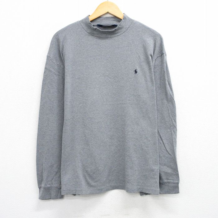 XL★古着 ラルフローレン Ralph Lauren ポロゴルフ 長袖 ブランド Tシャツ メンズ 90年代 90s ワンポイントロゴ 大きいサイズ コットン クルーネック フレー 霜降り 25jul29 中古