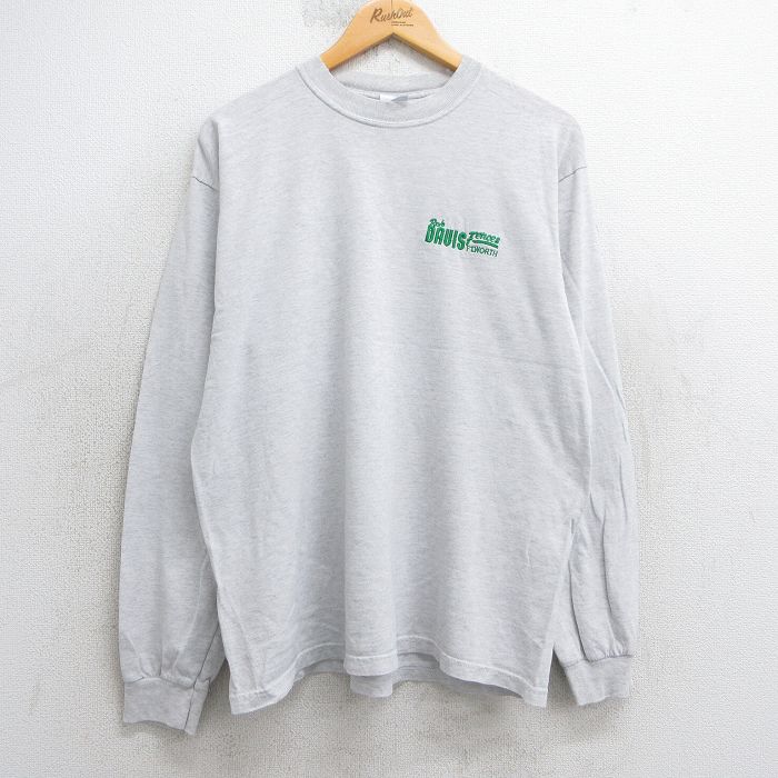 L★古着 長袖 ビンテージ Tシャツ メンズ 00年代 00s　Rob DAVIS クルーネック 薄グレー 霜降り 25jul29 中古