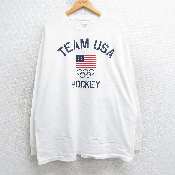 オリンピック ホッケー 長袖Tシャツ USAロゴ ホワイト XL | 古着