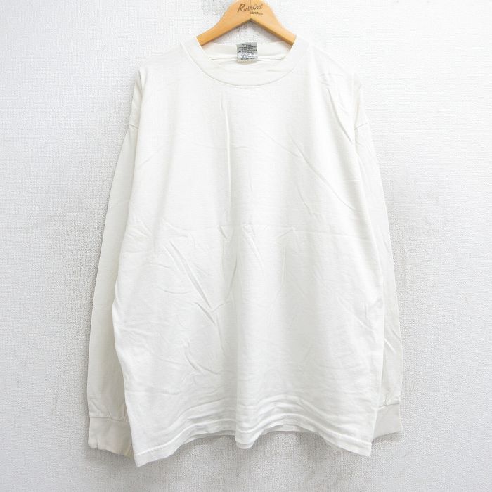 XL★古着 フブ FUBU 長袖 ビンテージ Tシャツ メンズ 90年代 90s 無地 大きいサイズ コットン クルーネック USA製 生成り 【spe】 25jul29 中古