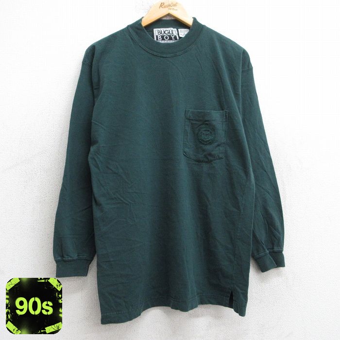 ビューグルボーイ 90s 長袖Tシャツ ワンポイントロゴ グリーン L | 古着