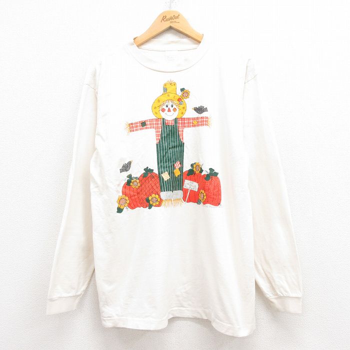 90s 長袖Tシャツ カカシ 生成り ベージュ L | 古着