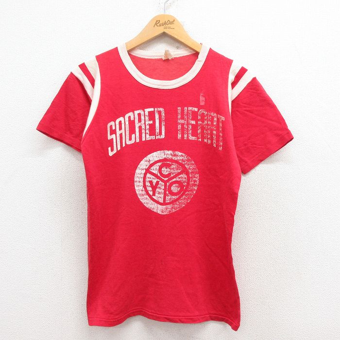 S★古着 サウザンアスレチック 半袖 ビンテージ Tシャツ メンズ 70年代 70s SACRED クルーネック 赤他 レッド 【spe】 25jul29 中古