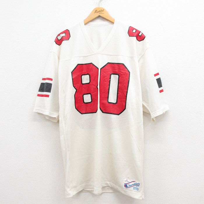 チャンピオン 80s 半袖フットボールTシャツ メッシュ地 ホワイト XL | 古着