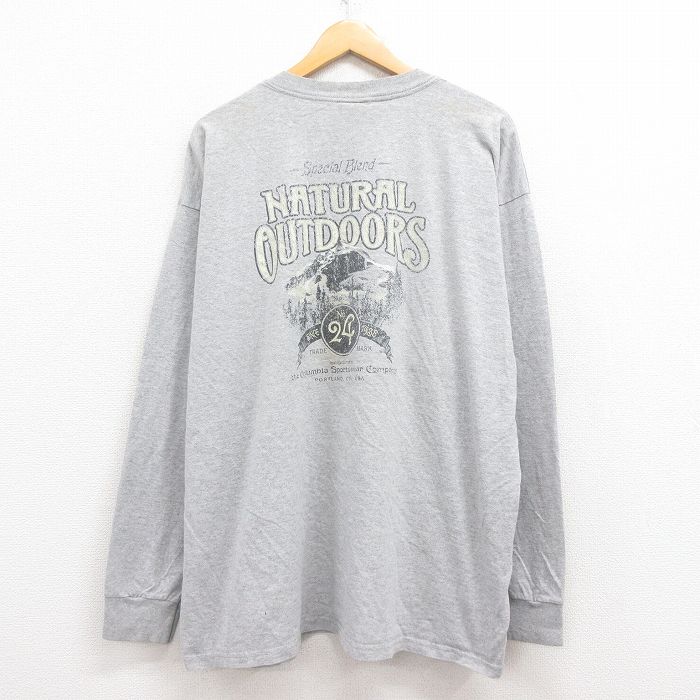 XL★古着 コロンビア COLUMBIA 長袖 ビンテージ Tシャツ メンズ 00年代 00s アウトドア 大きいサイズ クルーネック グレー 霜降り 25jul29 中古