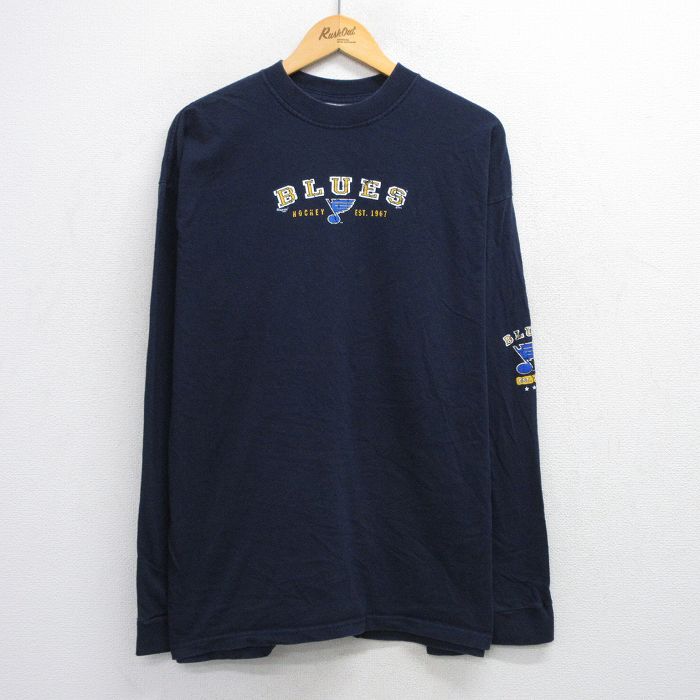 マジェスティック 長袖Tシャツ セントルイスブルース ネイビー XL | 古着
