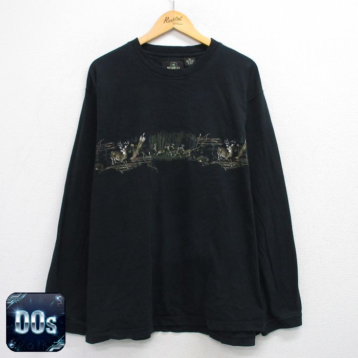 レッドヘッド 00s 長袖Tシャツ シカ ブラック XL | 古着