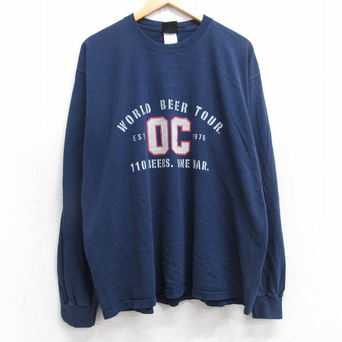 【50%OFF】XL★古着 長袖 ビンテージ Tシャツ メンズ 00年代 00s OC 大きいサイズ コットン クルーネック 紺 ネイビー 25jul31 中古