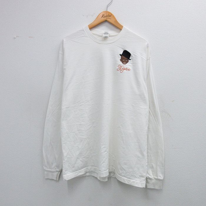 XL★古着 長袖 Tシャツ メンズ Stymie コットン クルーネック 白 ホワイト 25aug02 中古