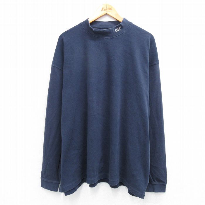 リーボック 00s 長袖Tシャツ ワンポイントロゴ ネイビー XL | 古着