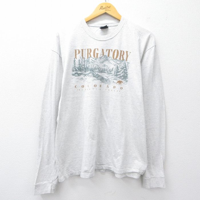 XL★古着 長袖 ビンテージ Tシャツ メンズ 00年代 00s PURGATORY コロラド クルーネック 薄グレー 25aug04 中古