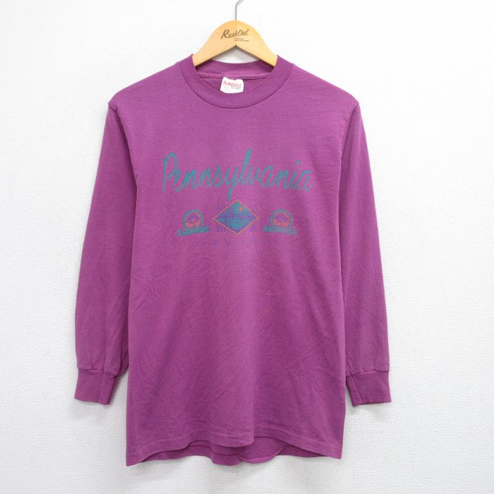 90s 長袖Tシャツ ペンシルベニア パープル M | 古着