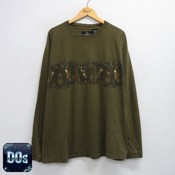 レッドヘッド 00s 長袖Tシャツ シカ グリーン XL | 古着