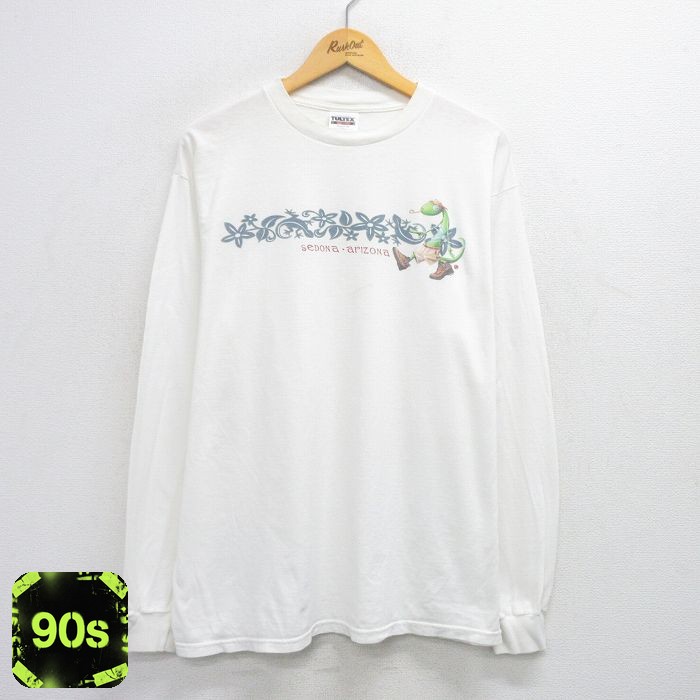 TULTEX 90s 長袖Tシャツ トカゲ ホワイト XL | 古着