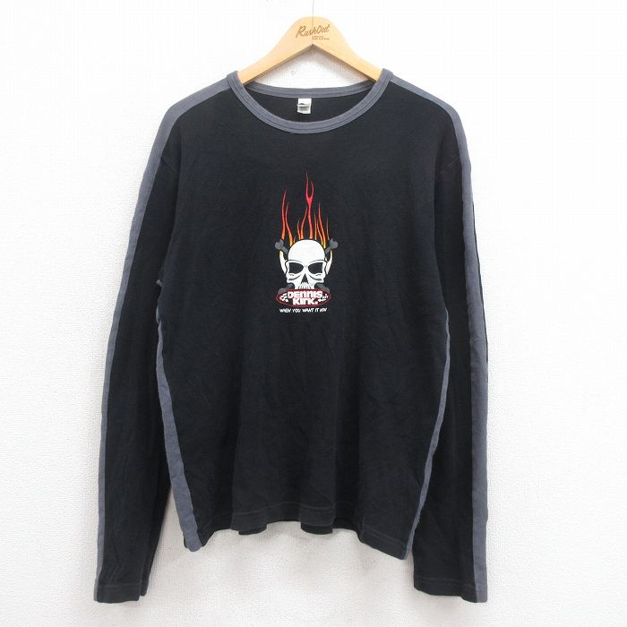 長袖Tシャツ スカル ブラック XL | 古着